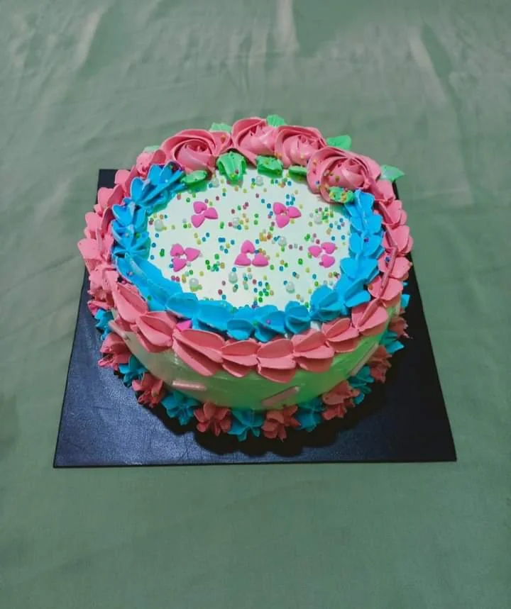 Colourful homemade cake